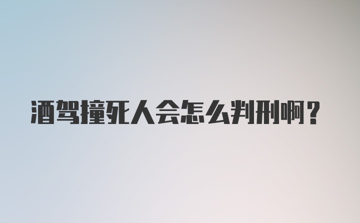 酒驾撞死人会怎么判刑啊？