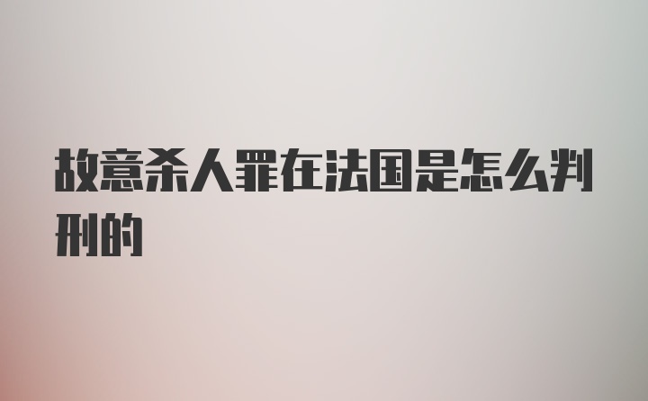 故意杀人罪在法国是怎么判刑的