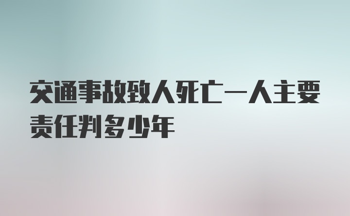 交通事故致人死亡一人主要责任判多少年