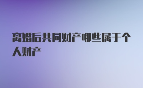 离婚后共同财产哪些属于个人财产