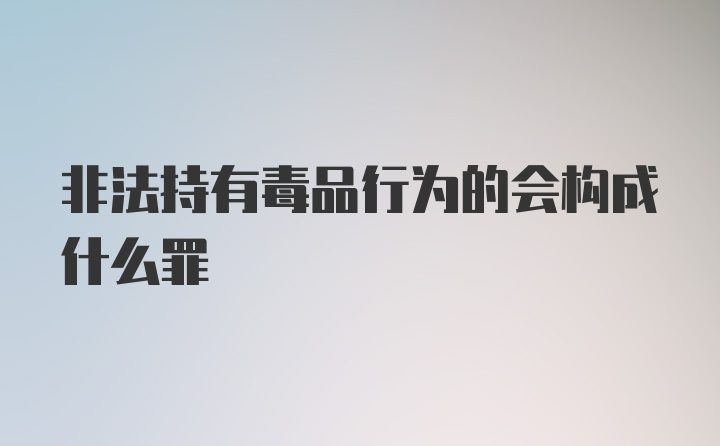 非法持有毒品行为的会构成什么罪