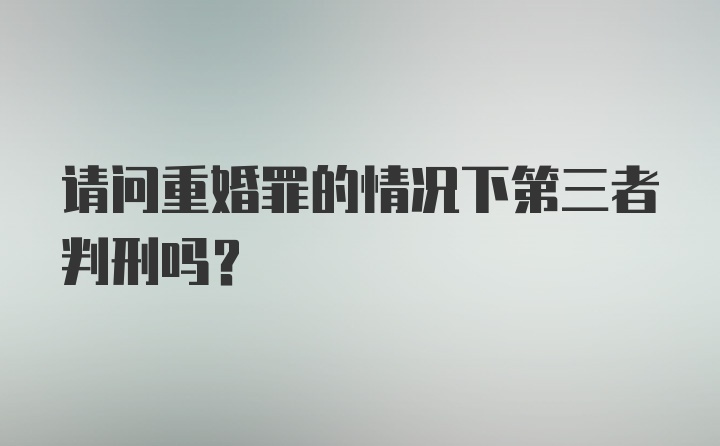 请问重婚罪的情况下第三者判刑吗？