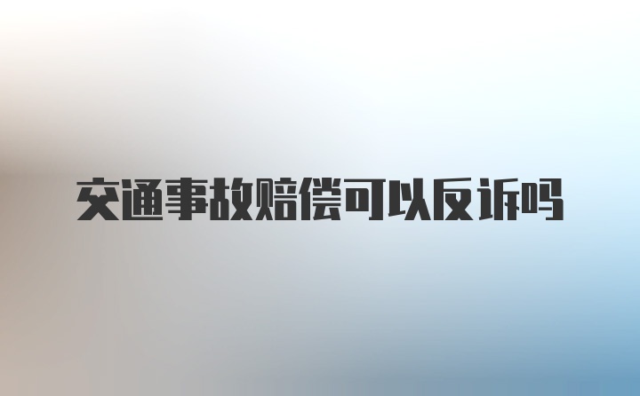 交通事故赔偿可以反诉吗