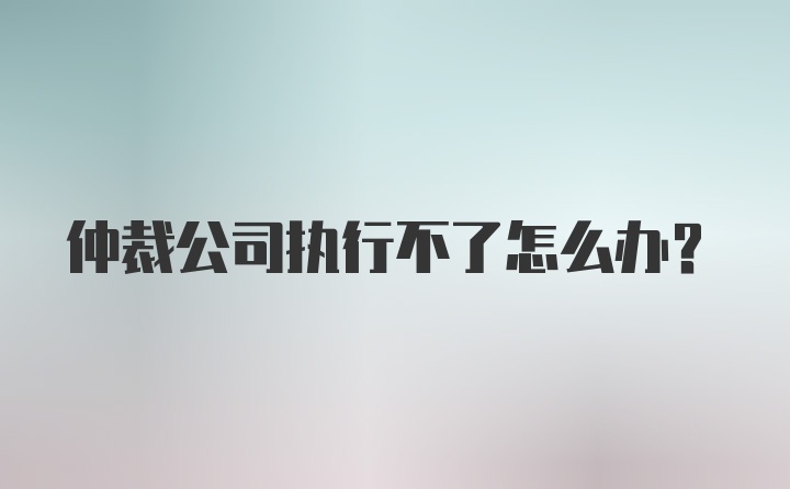 仲裁公司执行不了怎么办？