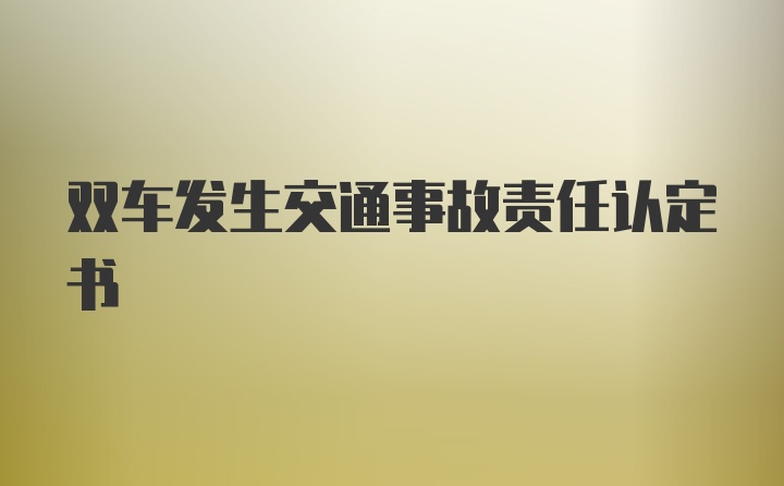 双车发生交通事故责任认定书