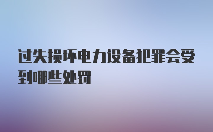 过失损坏电力设备犯罪会受到哪些处罚