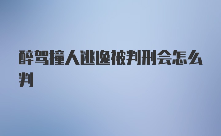 醉驾撞人逃逸被判刑会怎么判