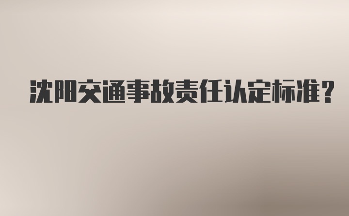 沈阳交通事故责任认定标准?