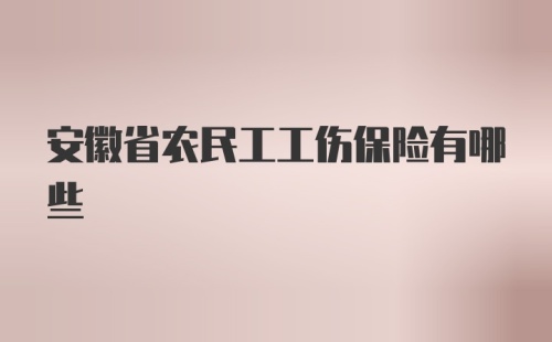 安徽省农民工工伤保险有哪些