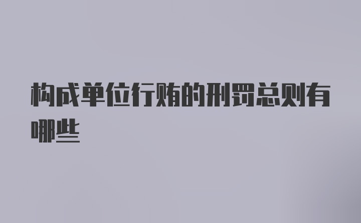 构成单位行贿的刑罚总则有哪些