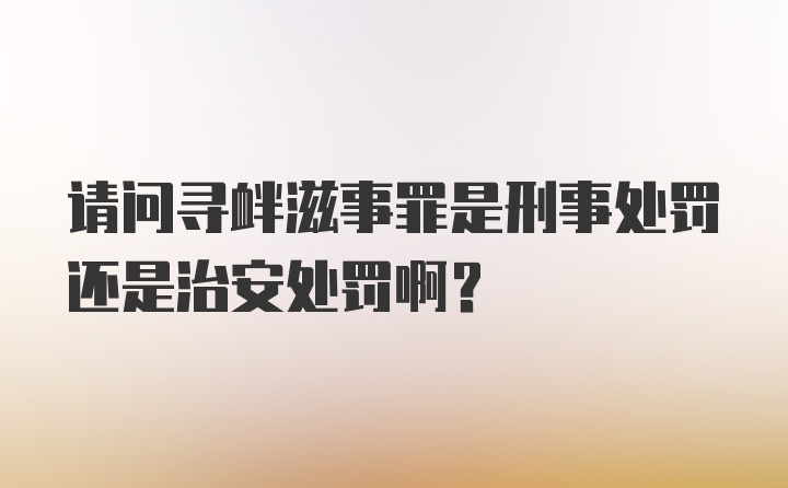 请问寻衅滋事罪是刑事处罚还是治安处罚啊？