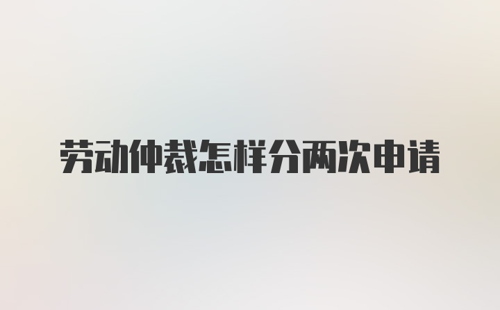 劳动仲裁怎样分两次申请