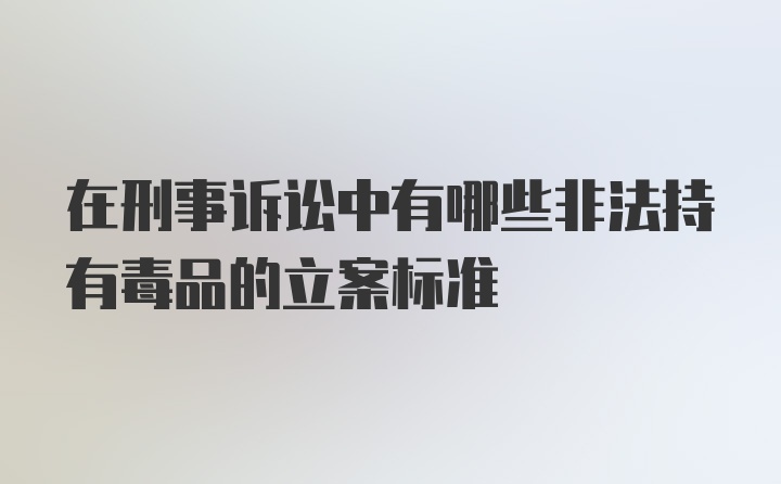 在刑事诉讼中有哪些非法持有毒品的立案标准