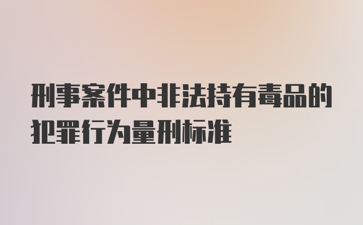 刑事案件中非法持有毒品的犯罪行为量刑标准