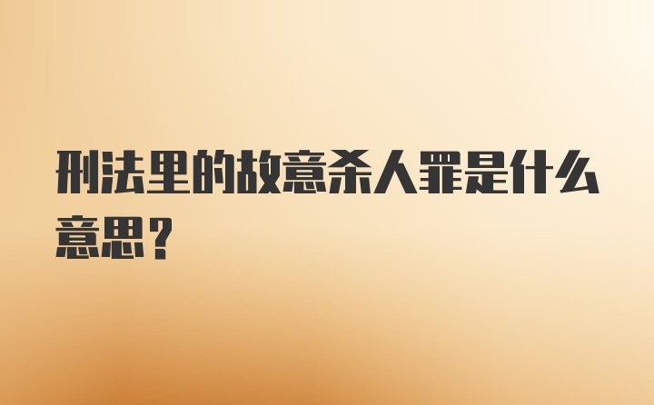 刑法里的故意杀人罪是什么意思?