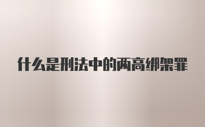 什么是刑法中的两高绑架罪