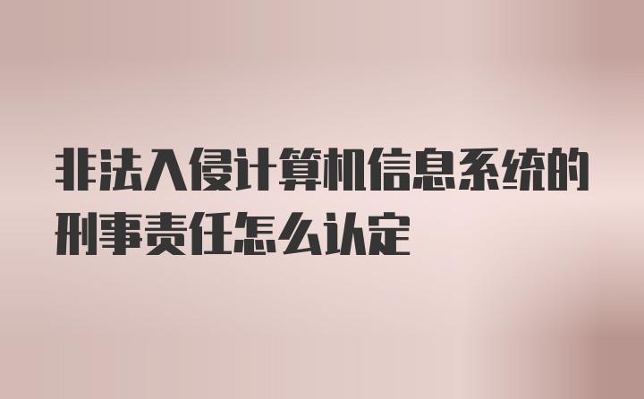 非法入侵计算机信息系统的刑事责任怎么认定