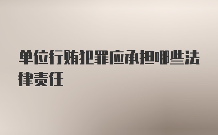 单位行贿犯罪应承担哪些法律责任