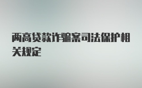 两高贷款诈骗案司法保护相关规定