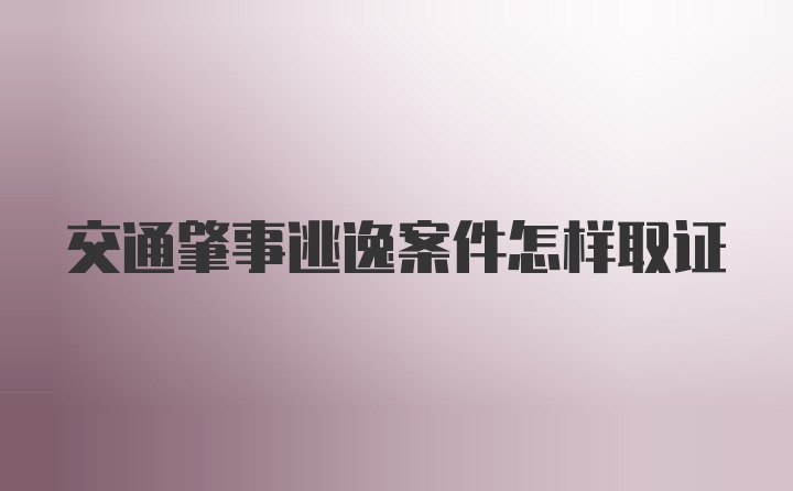 交通肇事逃逸案件怎样取证