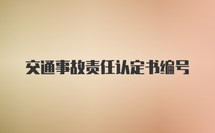 交通事故责任认定书编号