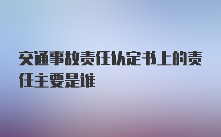 交通事故责任认定书上的责任主要是谁