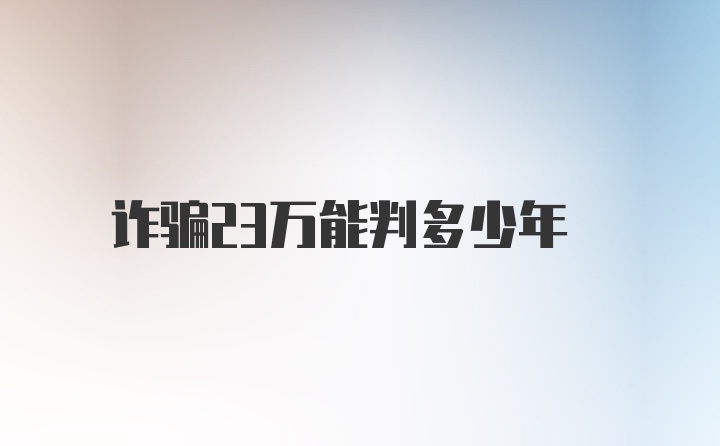 诈骗23万能判多少年