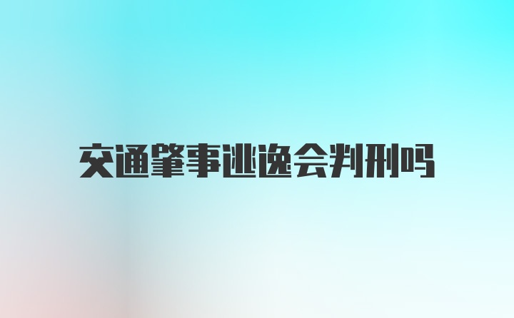 交通肇事逃逸会判刑吗