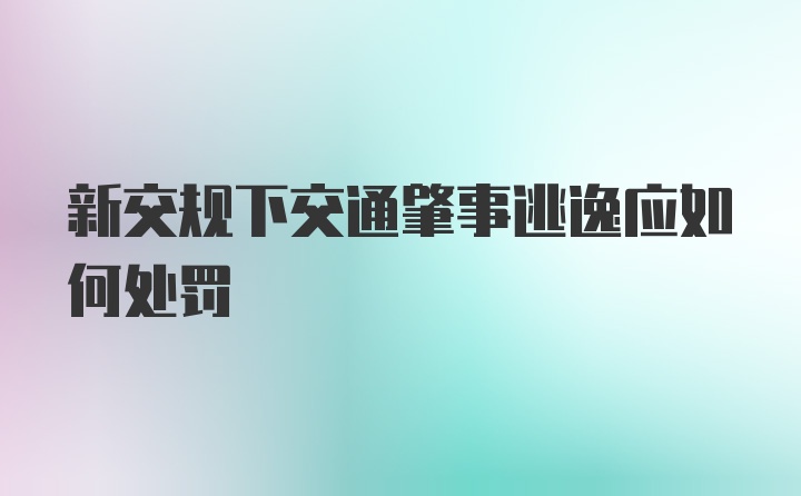 新交规下交通肇事逃逸应如何处罚