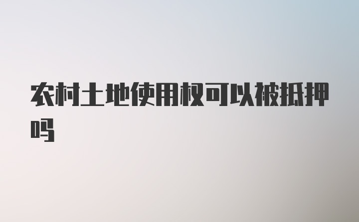 农村土地使用权可以被抵押吗