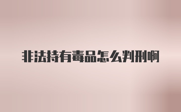 非法持有毒品怎么判刑啊