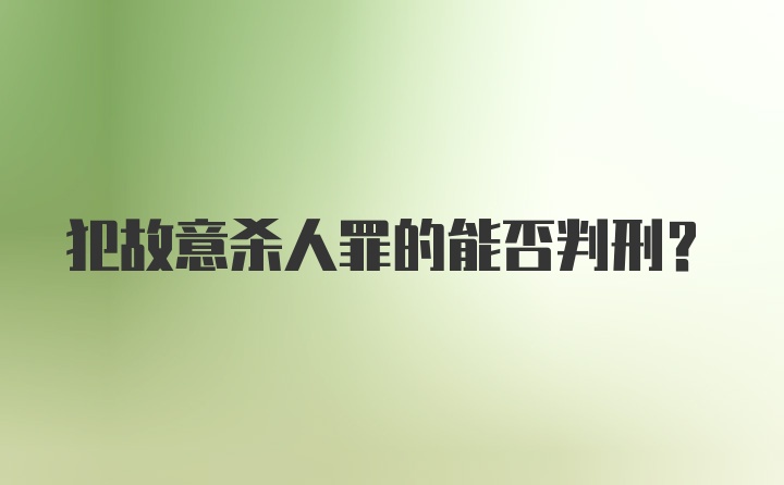 犯故意杀人罪的能否判刑？