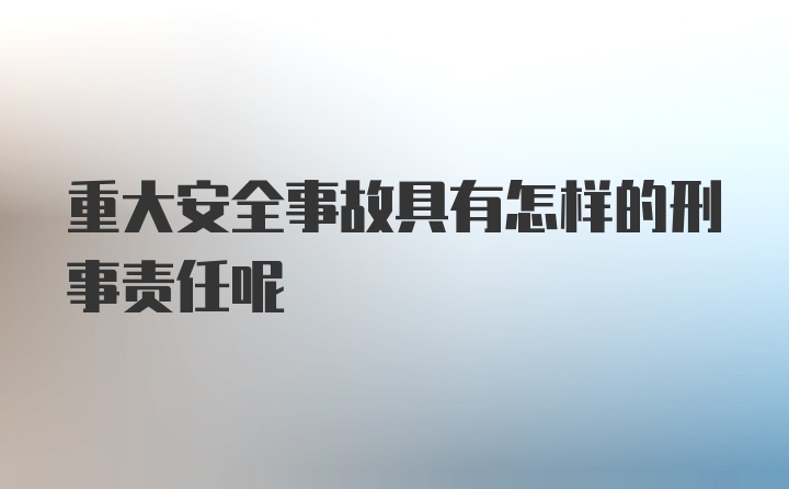 重大安全事故具有怎样的刑事责任呢