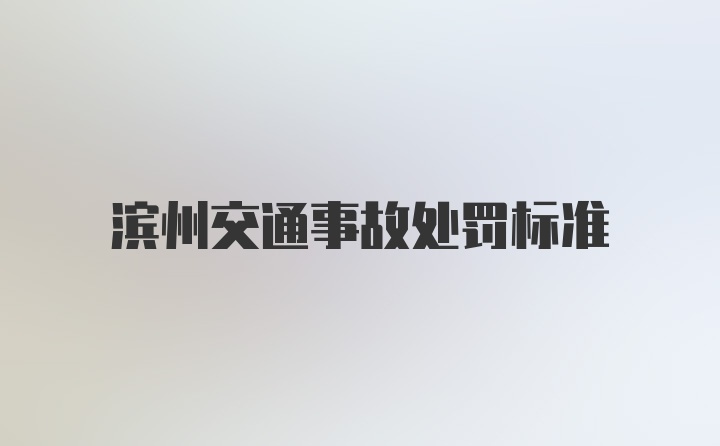 滨州交通事故处罚标准