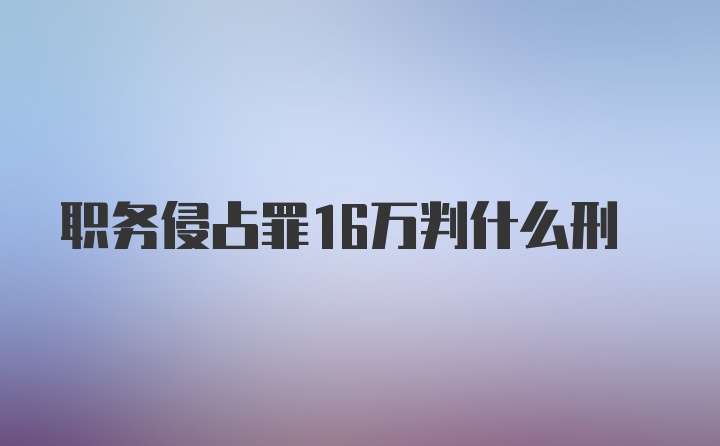 职务侵占罪16万判什么刑