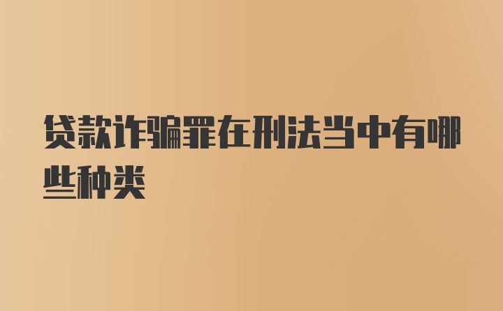 贷款诈骗罪在刑法当中有哪些种类