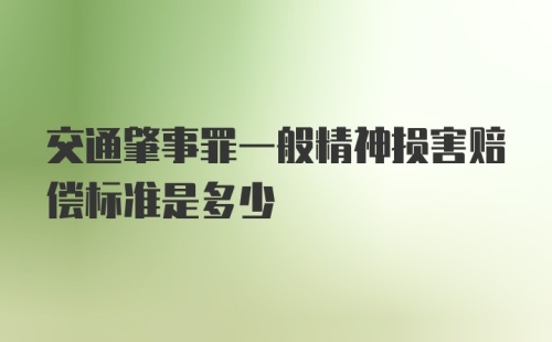 交通肇事罪一般精神损害赔偿标准是多少