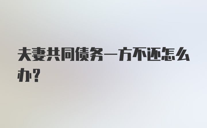 夫妻共同债务一方不还怎么办？