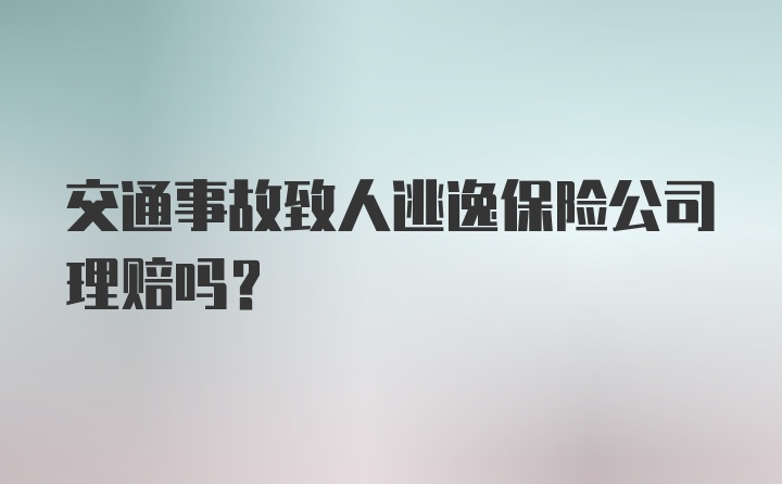 交通事故致人逃逸保险公司理赔吗?