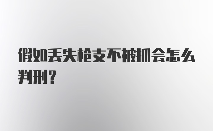 假如丢失枪支不被抓会怎么判刑?