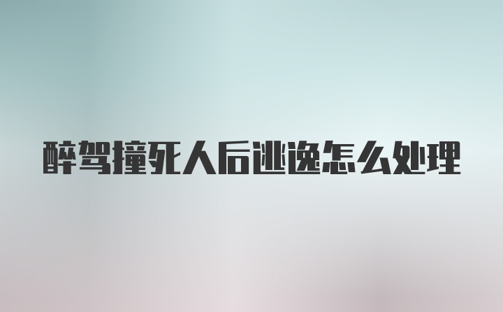 醉驾撞死人后逃逸怎么处理