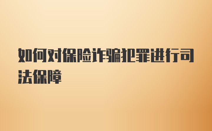 如何对保险诈骗犯罪进行司法保障