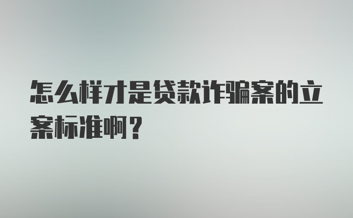 怎么样才是贷款诈骗案的立案标准啊？