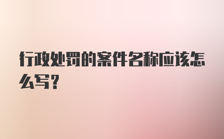 行政处罚的案件名称应该怎么写？