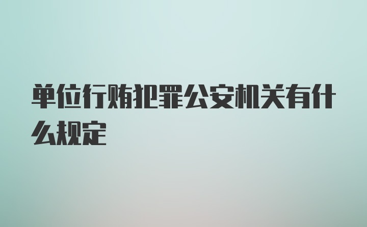 单位行贿犯罪公安机关有什么规定