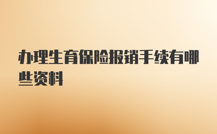 办理生育保险报销手续有哪些资料