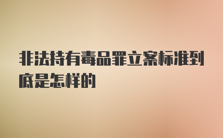 非法持有毒品罪立案标准到底是怎样的