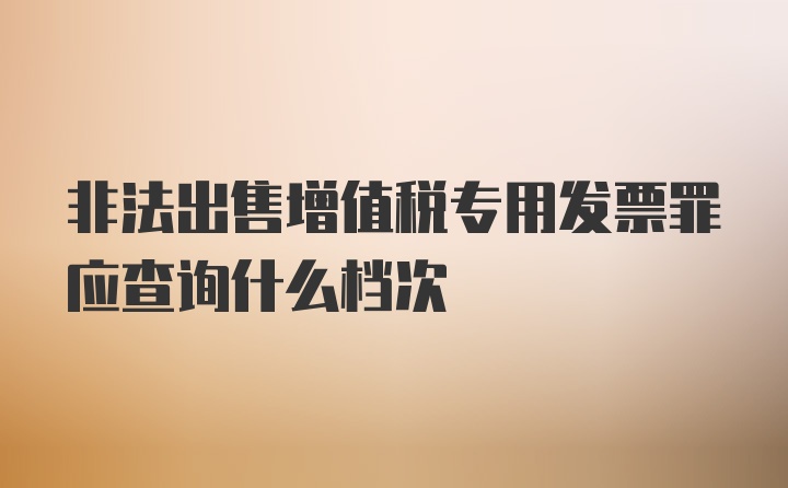 非法出售增值税专用发票罪应查询什么档次