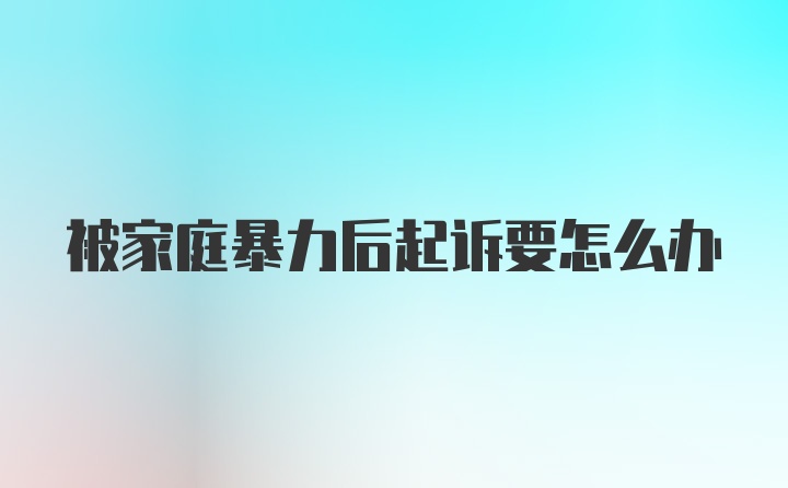 被家庭暴力后起诉要怎么办