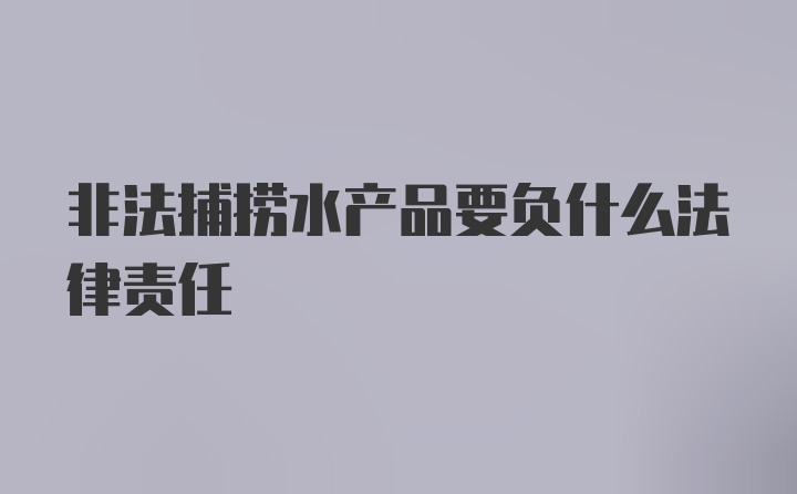 非法捕捞水产品要负什么法律责任